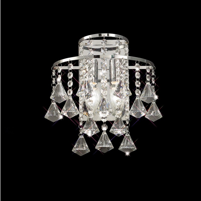 Wall Lamp Switched 2 Light Polished Chrome/Crystal - Click Image to Close